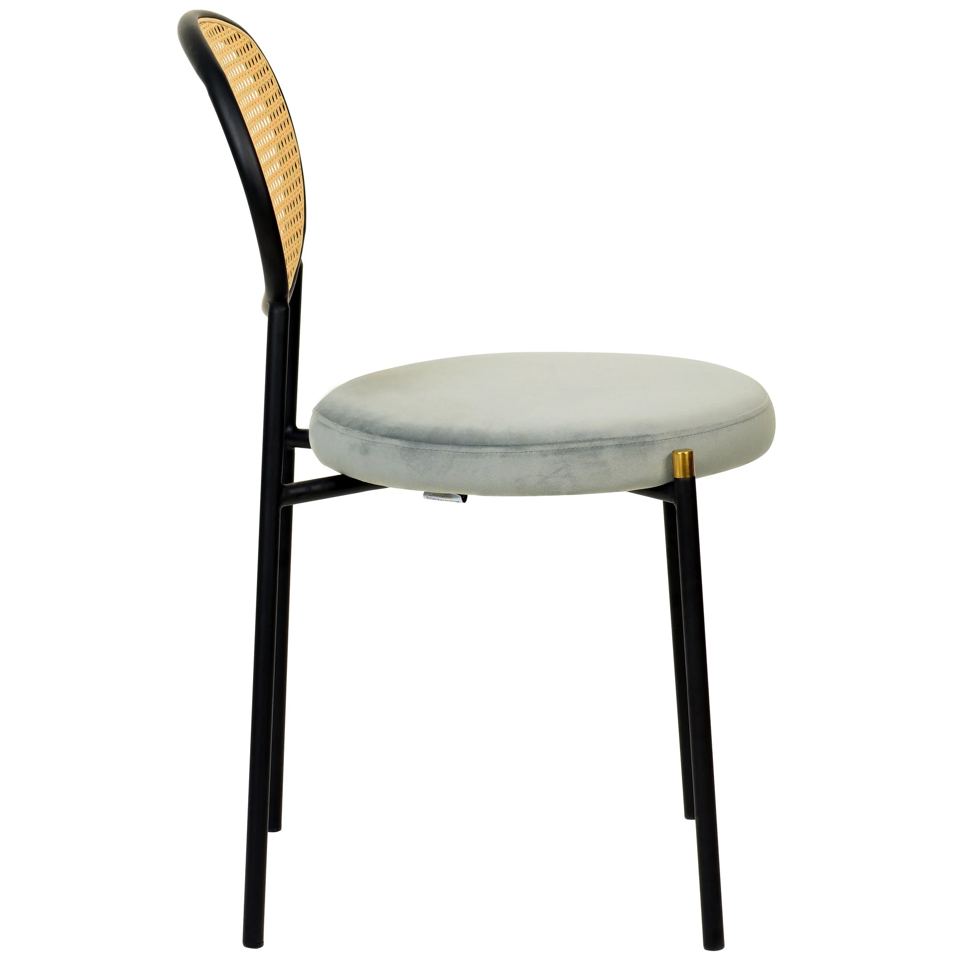 Euston Modern Wicker Dining Chair with Round Velvet Seat Set of 4 - Elax Furniture