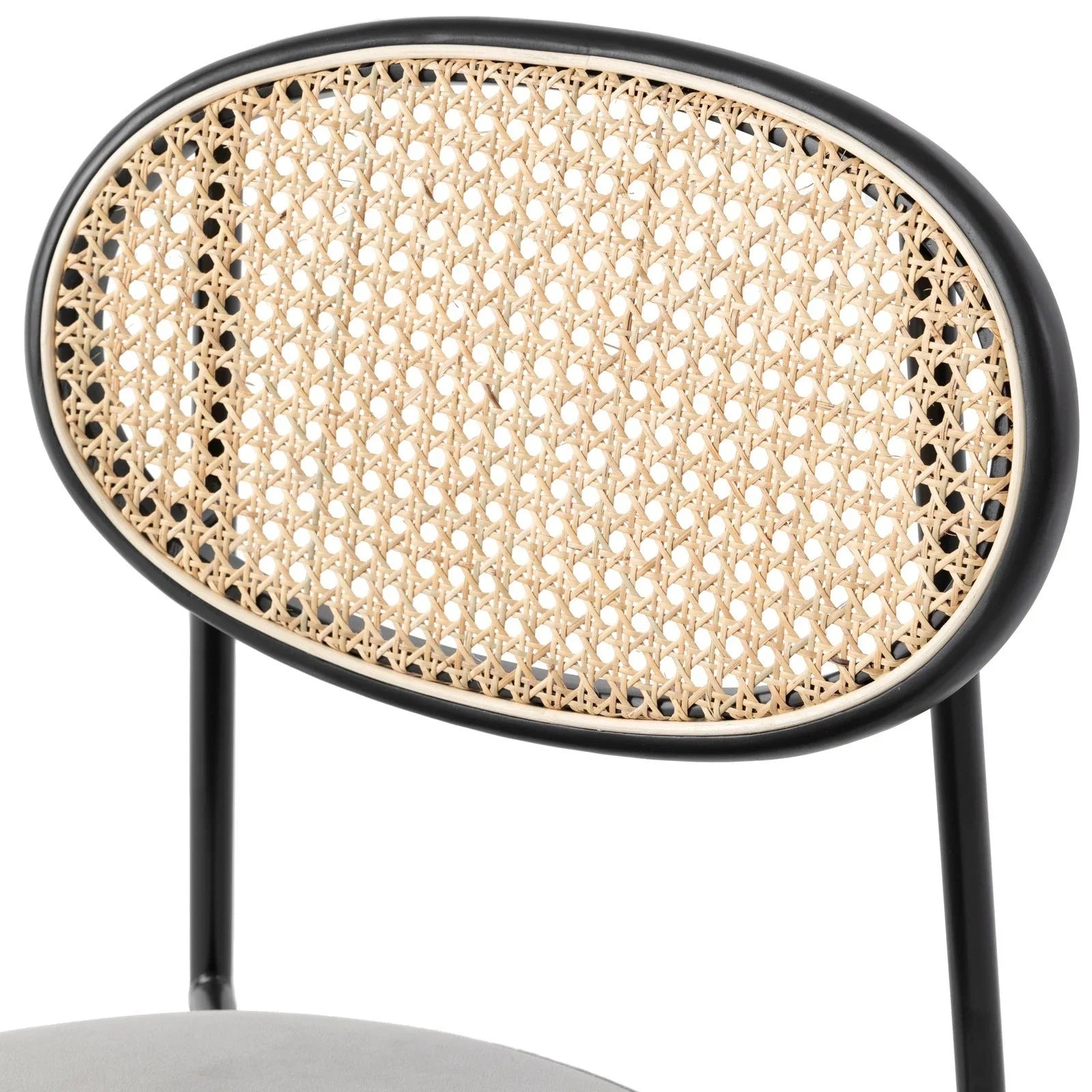 Euston Modern Upholstered Dining Chair with Round Wicker/Velvet Back Style - Elax Furniture