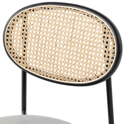 Euston Modern Upholstered Dining Chair with Round Wicker/Velvet Back Style - Elax Furniture