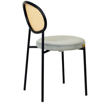 Euston Modern Wicker Dining Chair with Round Velvet Seat Set of 4 - Elax Furniture
