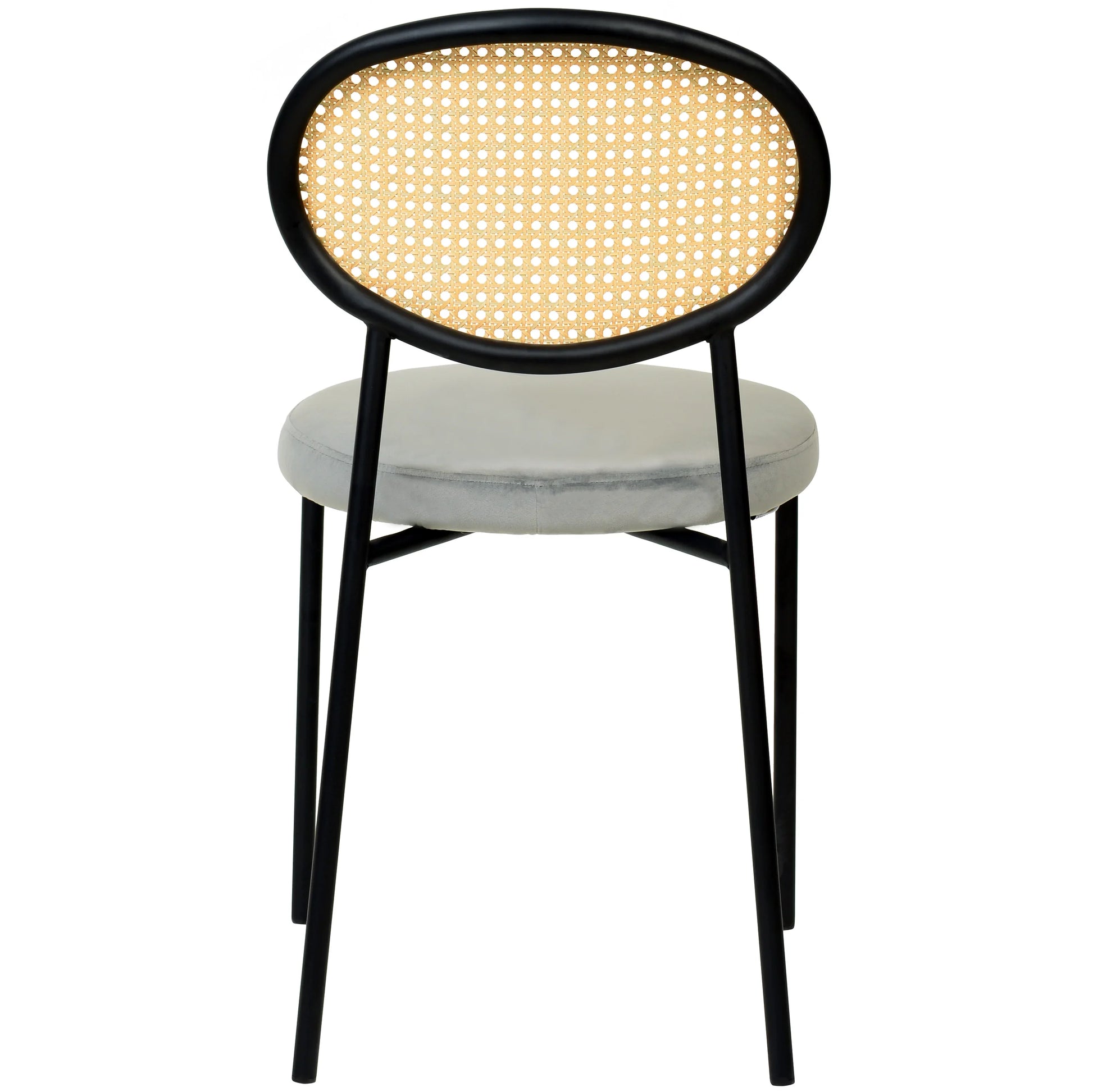 Euston Modern Wicker Dining Chair with Round Velvet Seat Set of 4 - Elax Furniture