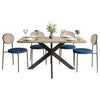 Ravenna 5-Piece Dining Set with 63" Rectangular Dining Table in Maple with 4 Velvet Dining Chairs in Black Steel Legs