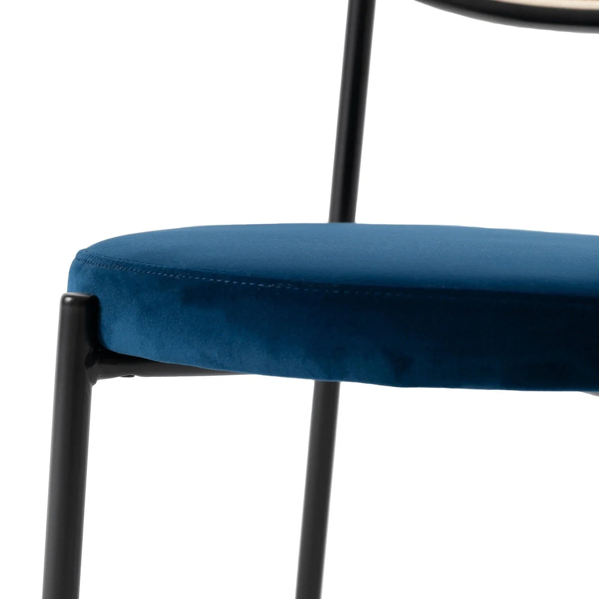 Euston Modern Upholstered Dining Chair with Round Wicker/Velvet Back Style - Elax Furniture