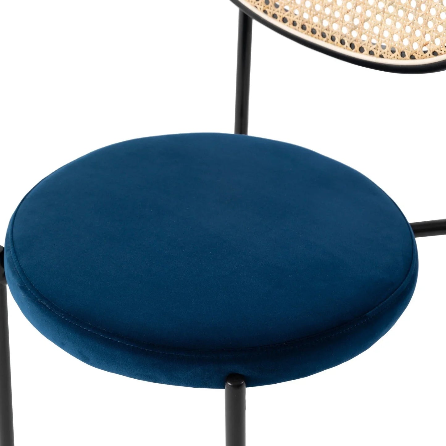 Euston Modern Upholstered Dining Chair with Round Wicker/Velvet Back Style - Elax Furniture