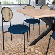 Euston Modern Upholstered Dining Chair with Round Wicker/Velvet Back Style - Elax Furniture