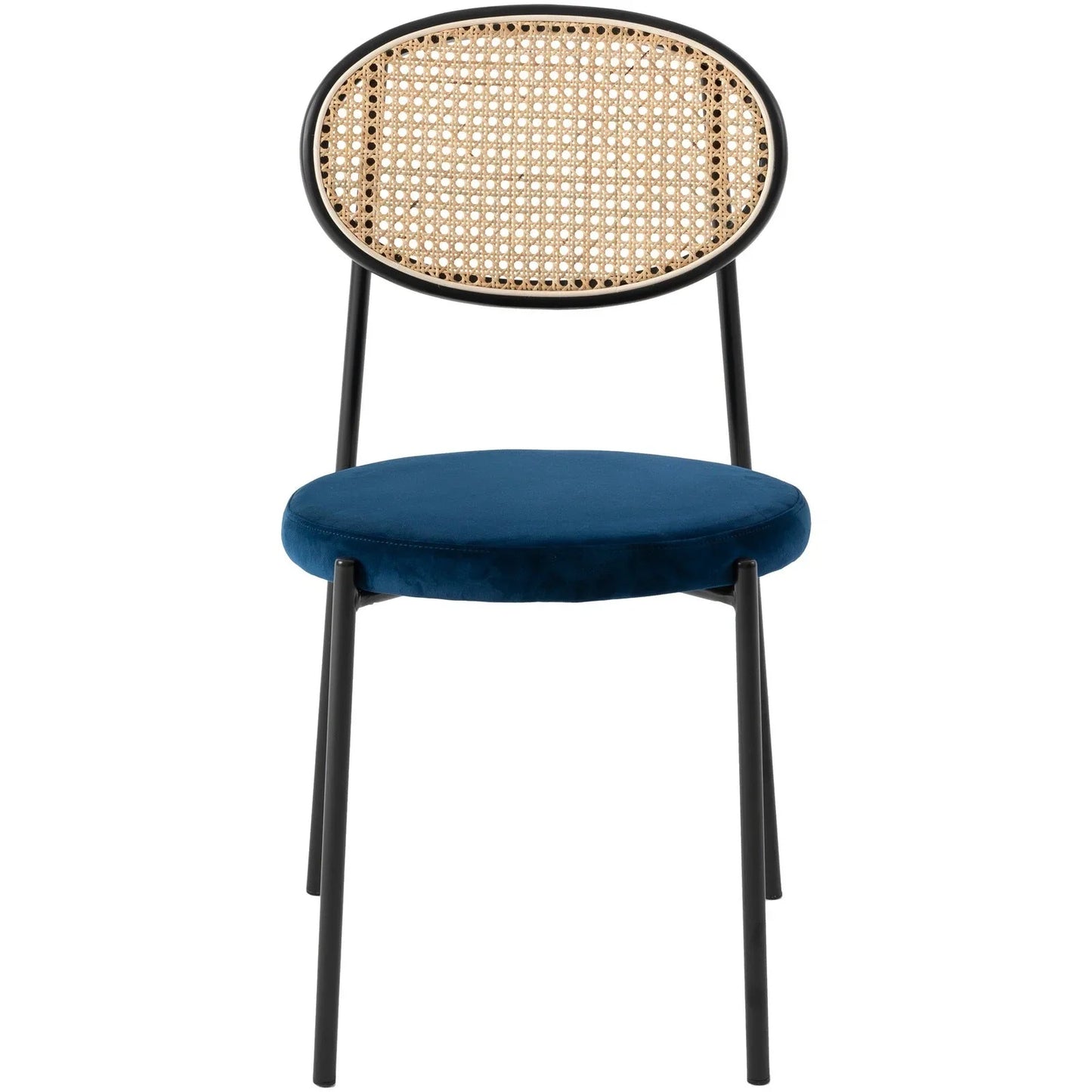 Euston Modern Upholstered Dining Chair with Round Wicker/Velvet Back Style - Elax Furniture