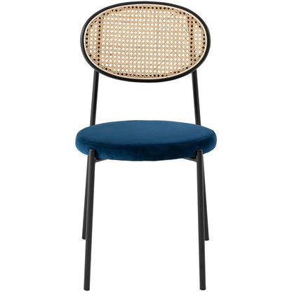 Euston Modern Upholstered Dining Chair with Round Wicker/Velvet Back Style - Elax Furniture