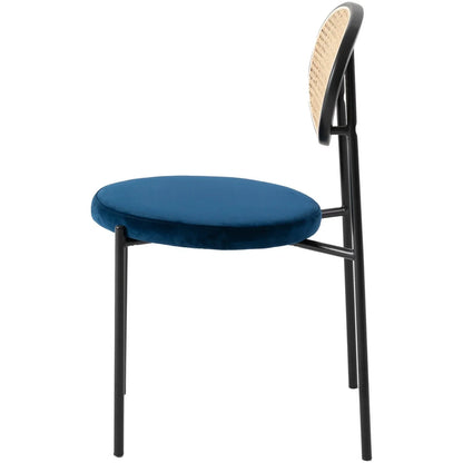 Euston Modern Upholstered Dining Chair with Round Wicker/Velvet Back Style - Elax Furniture