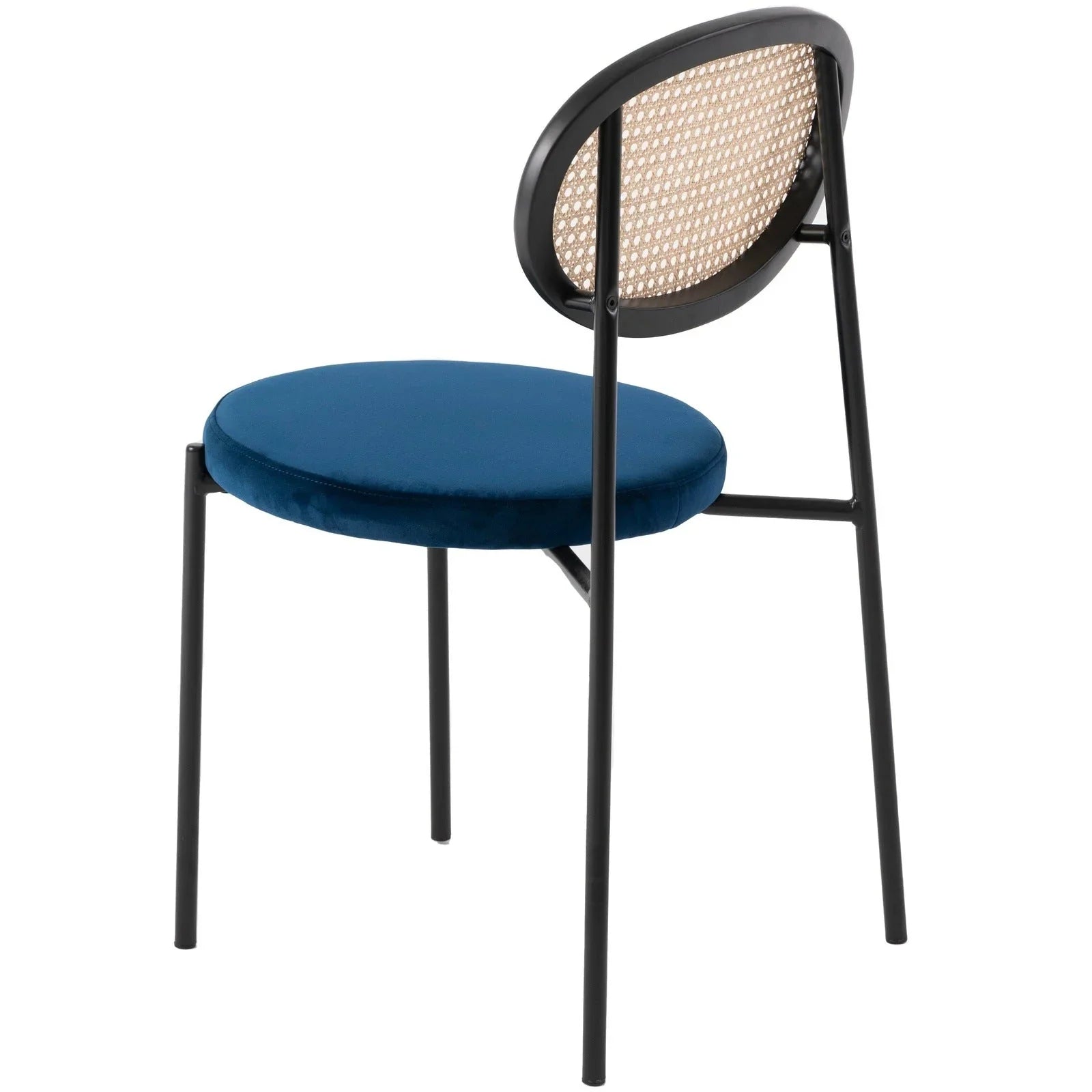 Euston Modern Upholstered Dining Chair with Round Wicker/Velvet Back Style - Elax Furniture