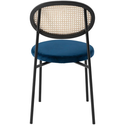 Euston Modern Upholstered Dining Chair with Round Wicker/Velvet Back Style - Elax Furniture