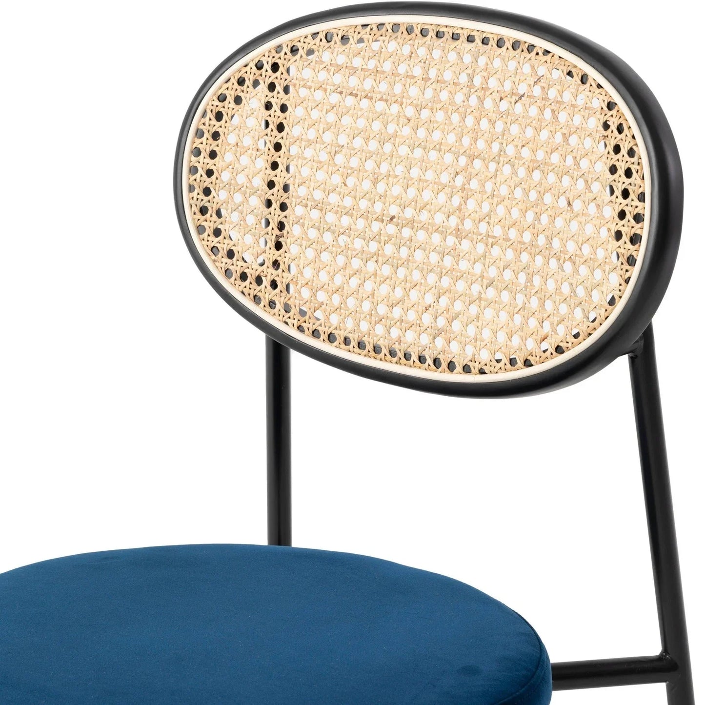 Euston Modern Upholstered Dining Chair with Round Wicker/Velvet Back Style - Elax Furniture