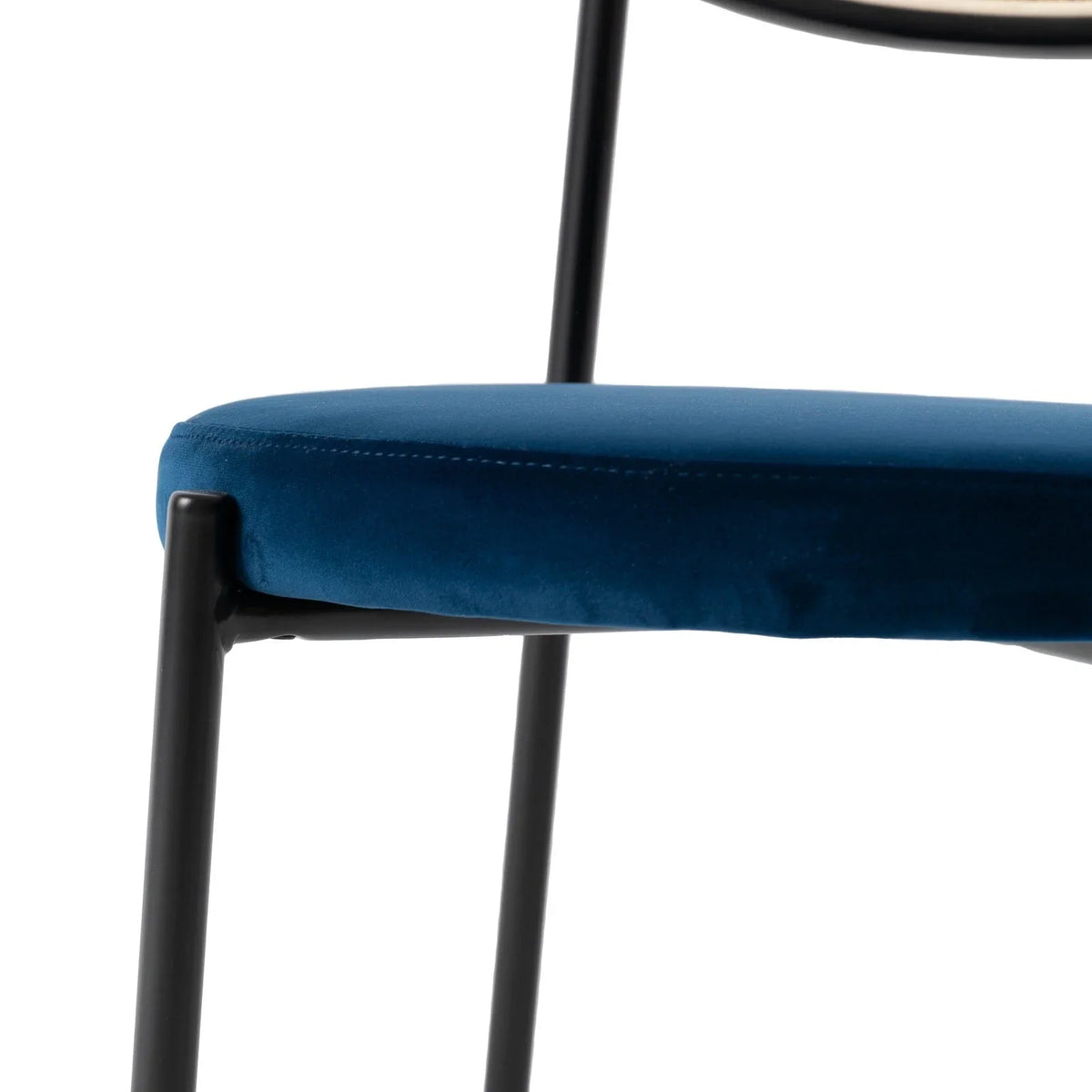 Euston Modern Upholstered Dining Chair with Round Wicker/Velvet Back Style - Elax Furniture