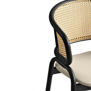 Ervilla Leather Upholstered Dining Armchair With Wicker Back Design - Elax Furniture