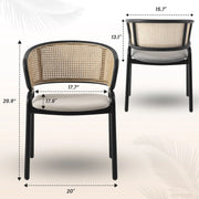 Ervilla Leather Upholstered Dining Armchair With Wicker Back Design - Elax Furniture
