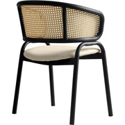 Ervilla Leather Upholstered Dining Armchair With Wicker Back Design - Elax Furniture