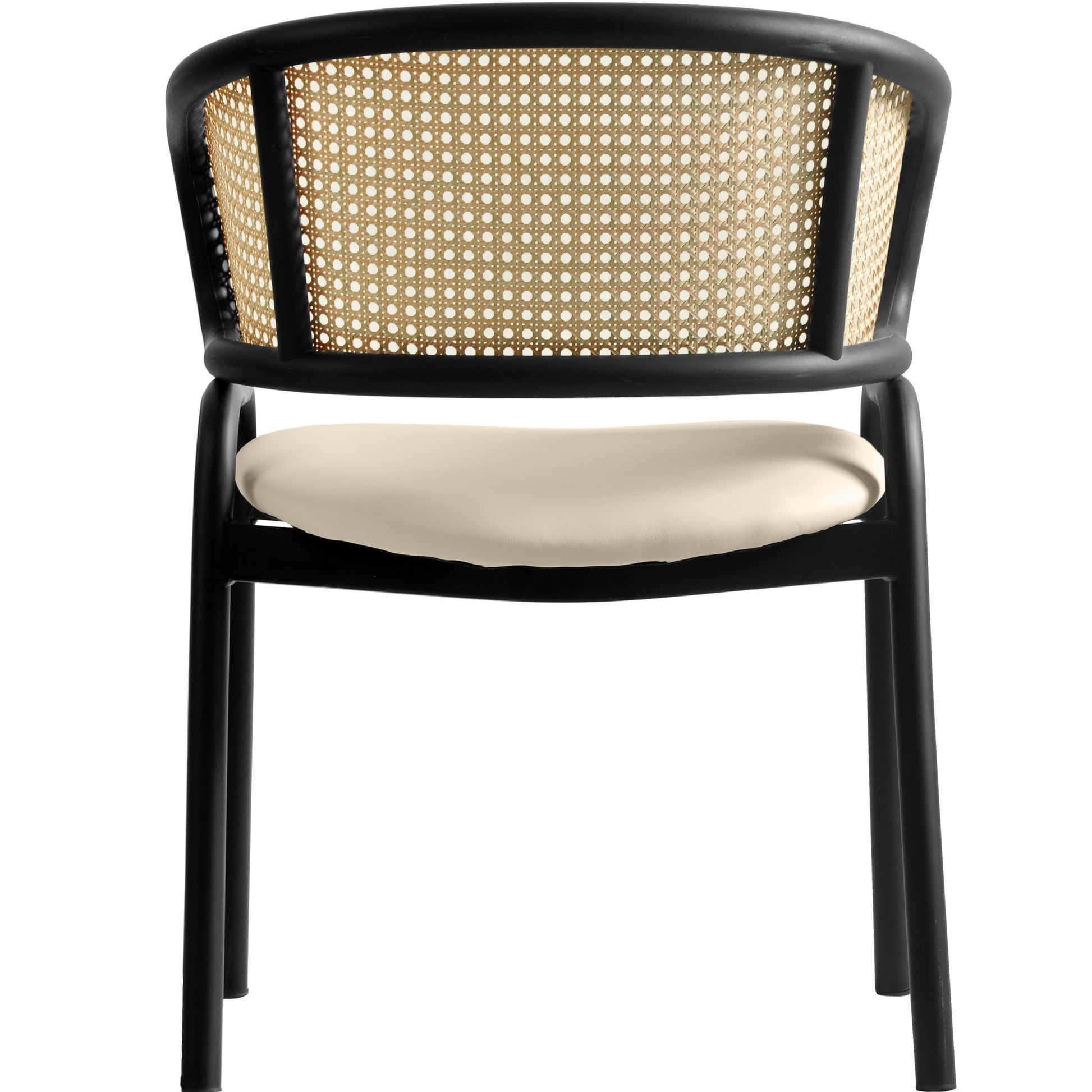Ervilla Leather Upholstered Dining Armchair With Wicker Back Design - Elax Furniture