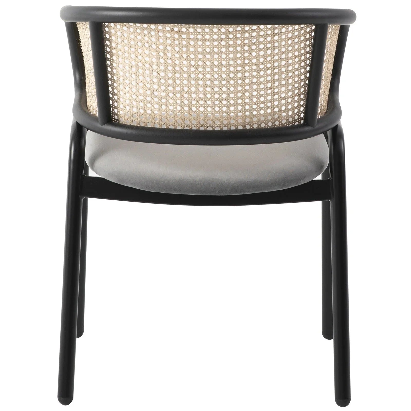 Ervilla Mid Century Modern Dining Chair With Stainless Steel Legs Velvet Seat and Wicker Back, Set of 4 - Elax Furniture