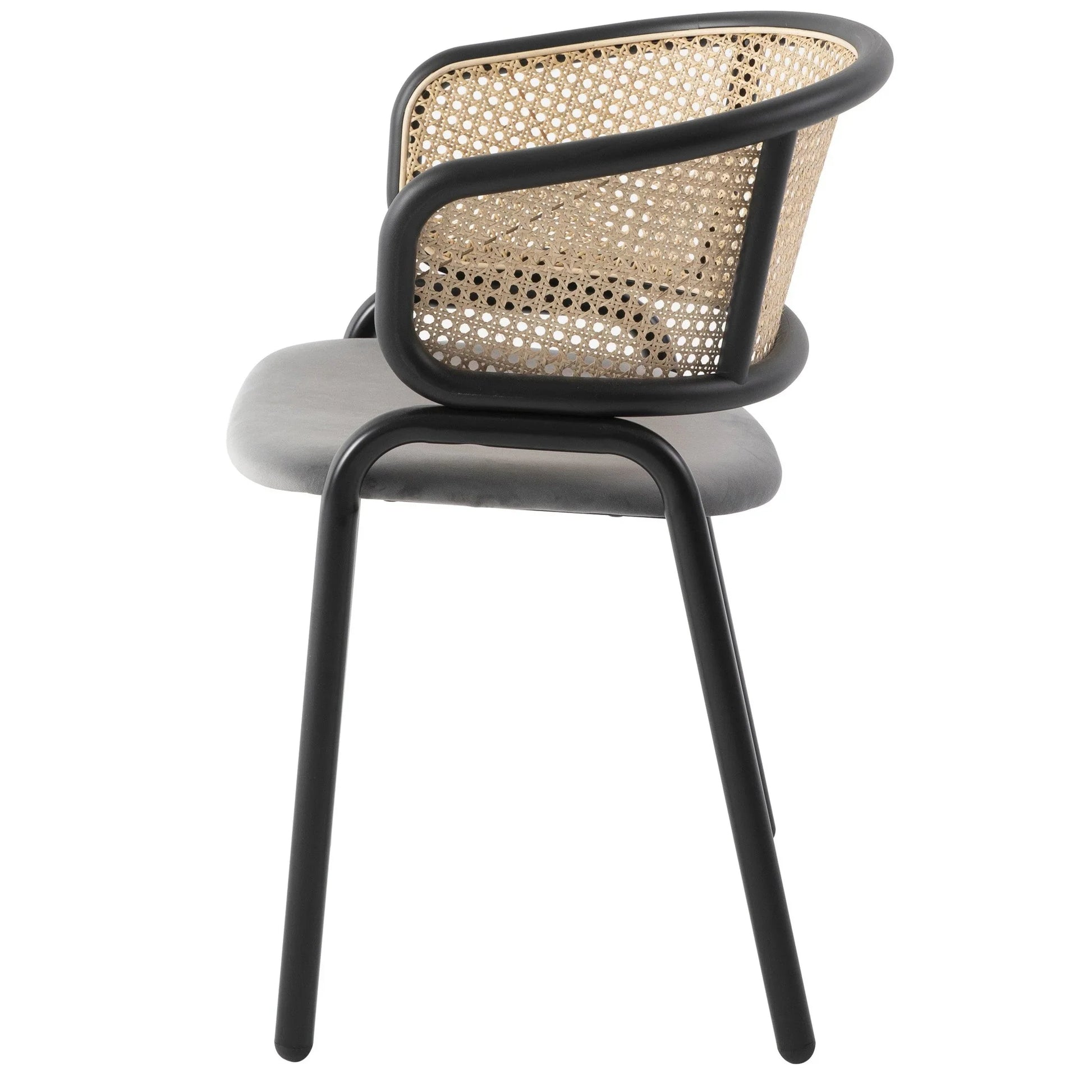 Ervilla Dining Armchair with White/Black Steel Legs and Black/Brown Wicker Back - Elax Furniture