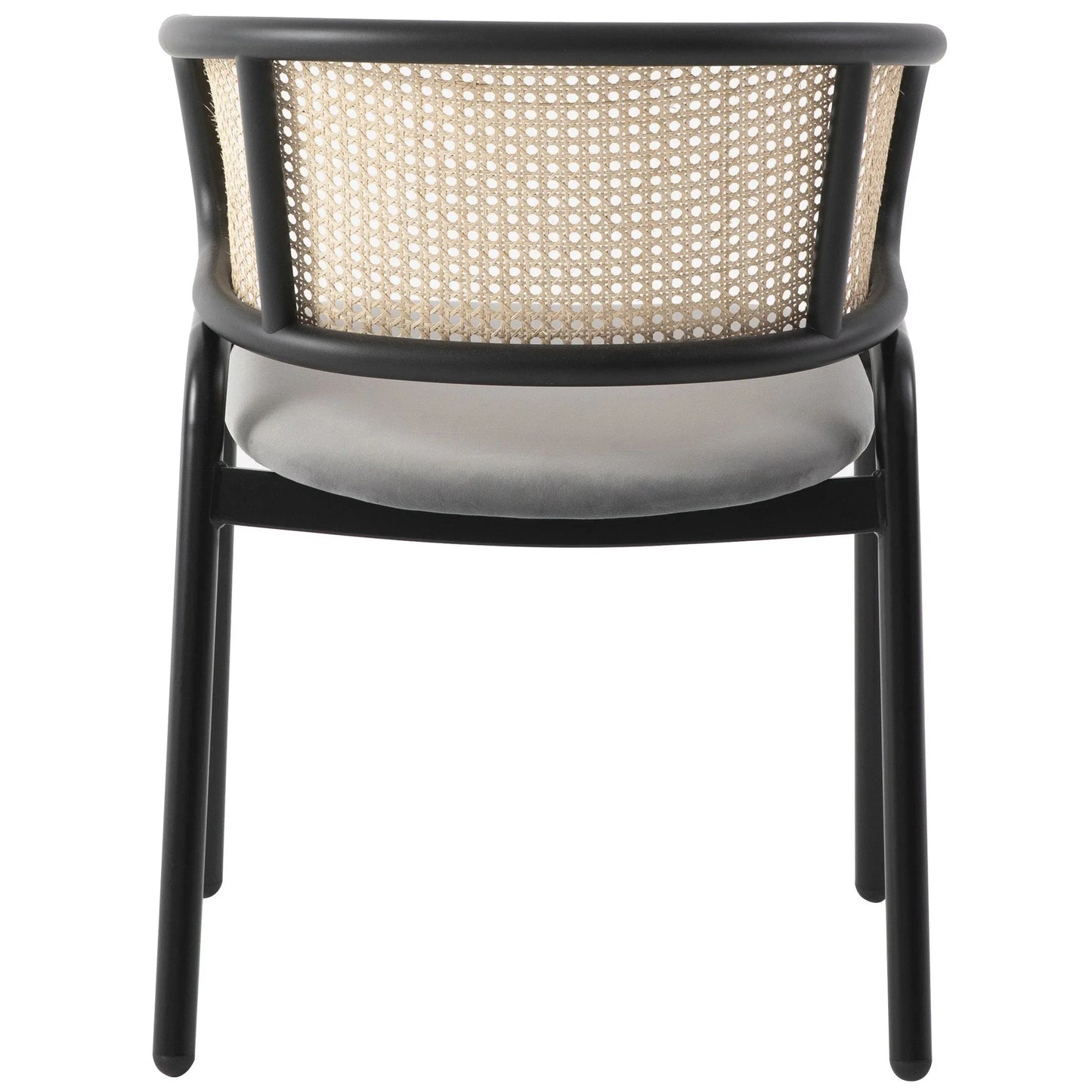 Ervilla Dining Armchair with White/Black Steel Legs and Black/Brown Wicker Back - Elax Furniture