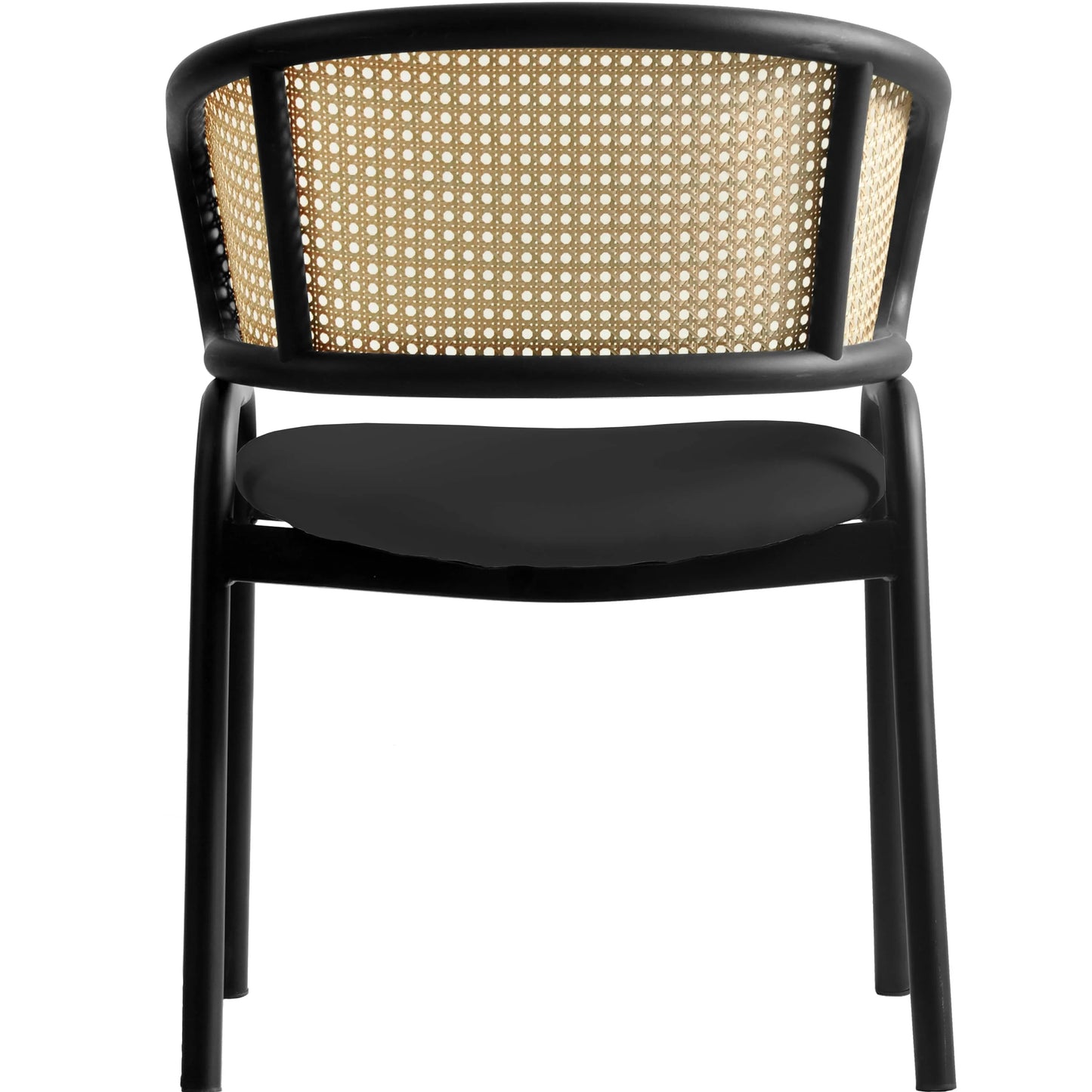 Ervilla Leather Upholstered Dining Armchair With Wicker Back Design - Elax Furniture