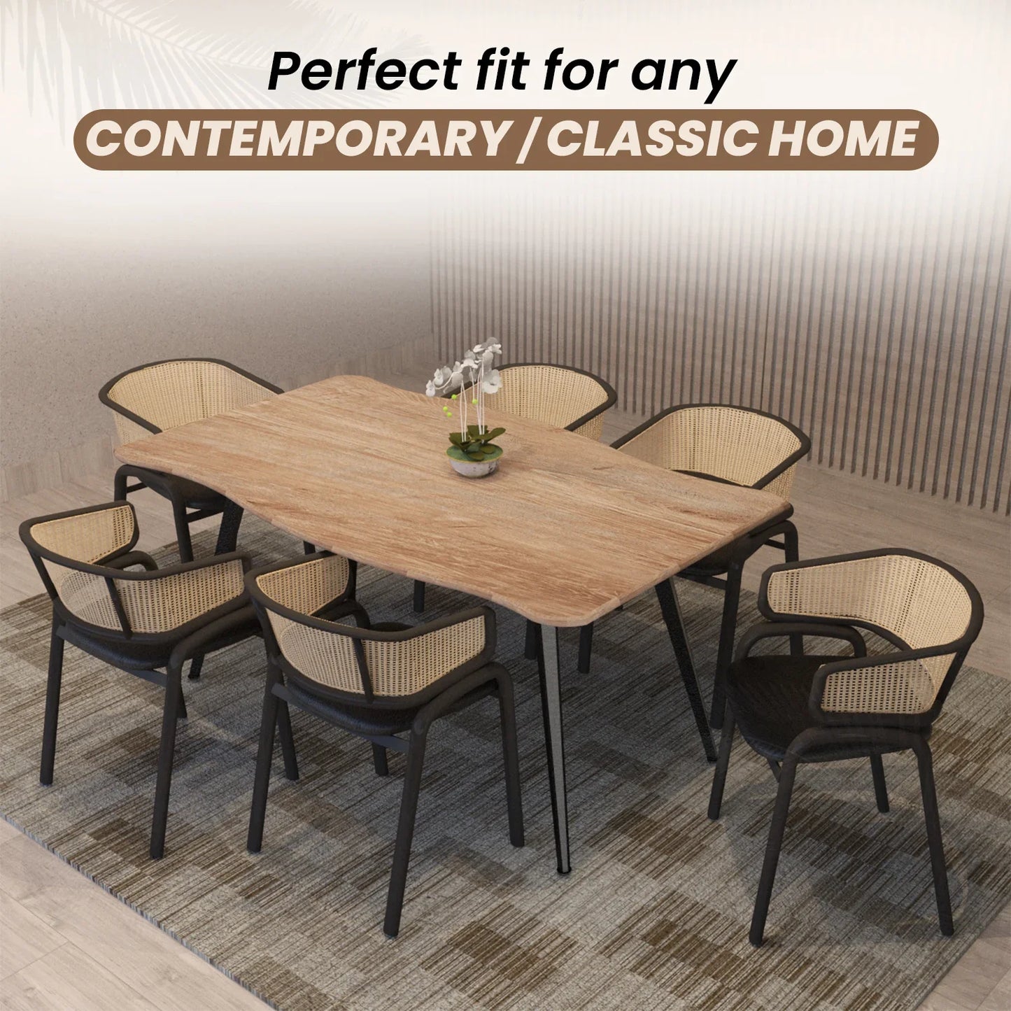 Ervilla Leather Upholstered Dining Armchair With Wicker Back Design - Elax Furniture