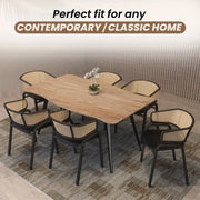 Ervilla Leather Upholstered Dining Armchair With Wicker Back Design - Elax Furniture