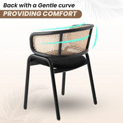 Ervilla Leather Upholstered Dining Armchair With Wicker Back Design - Elax Furniture