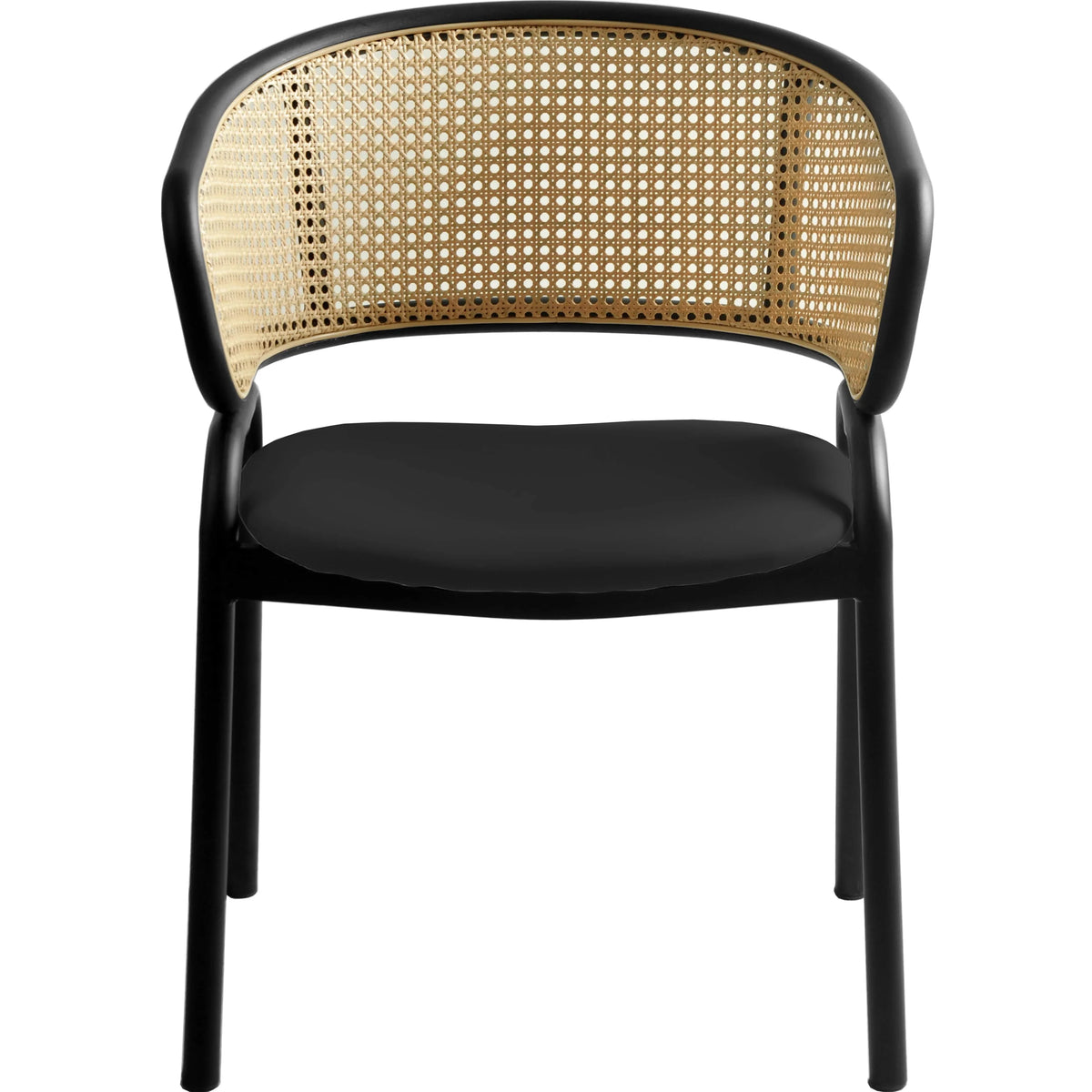 Ervilla Leather Upholstered Dining Armchair With Wicker Back Design - Elax Furniture