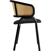 Ervilla Leather Upholstered Dining Armchair With Wicker Back Design - Elax Furniture