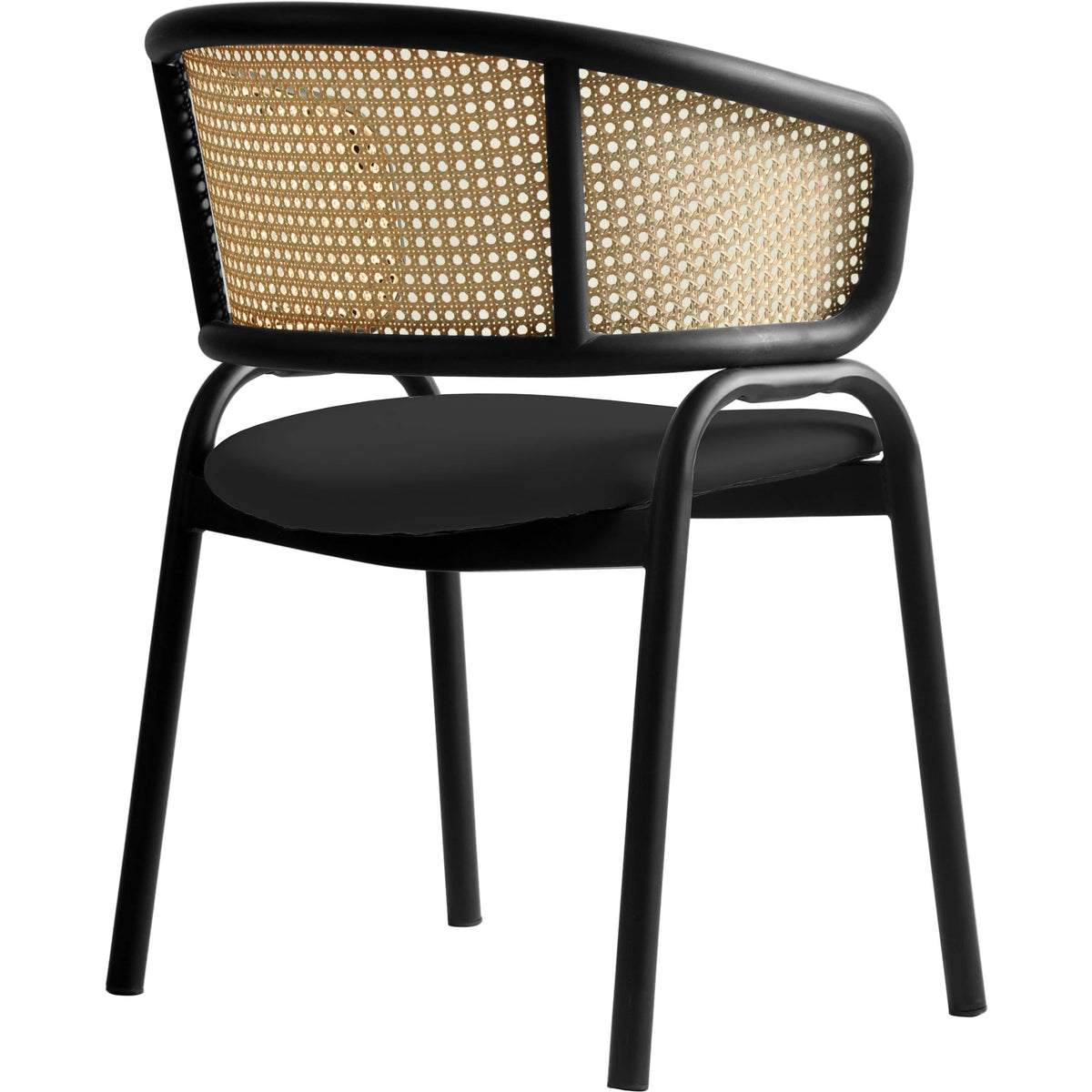 Ervilla Leather Upholstered Dining Armchair With Wicker Back Design - Elax Furniture