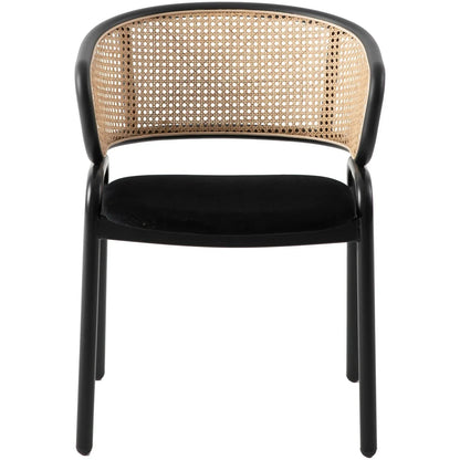 Ervilla Mid Century Modern Dining Chair With Stainless Steel Legs Velvet Seat and Wicker Back, Set of 2 - Elax Furniture