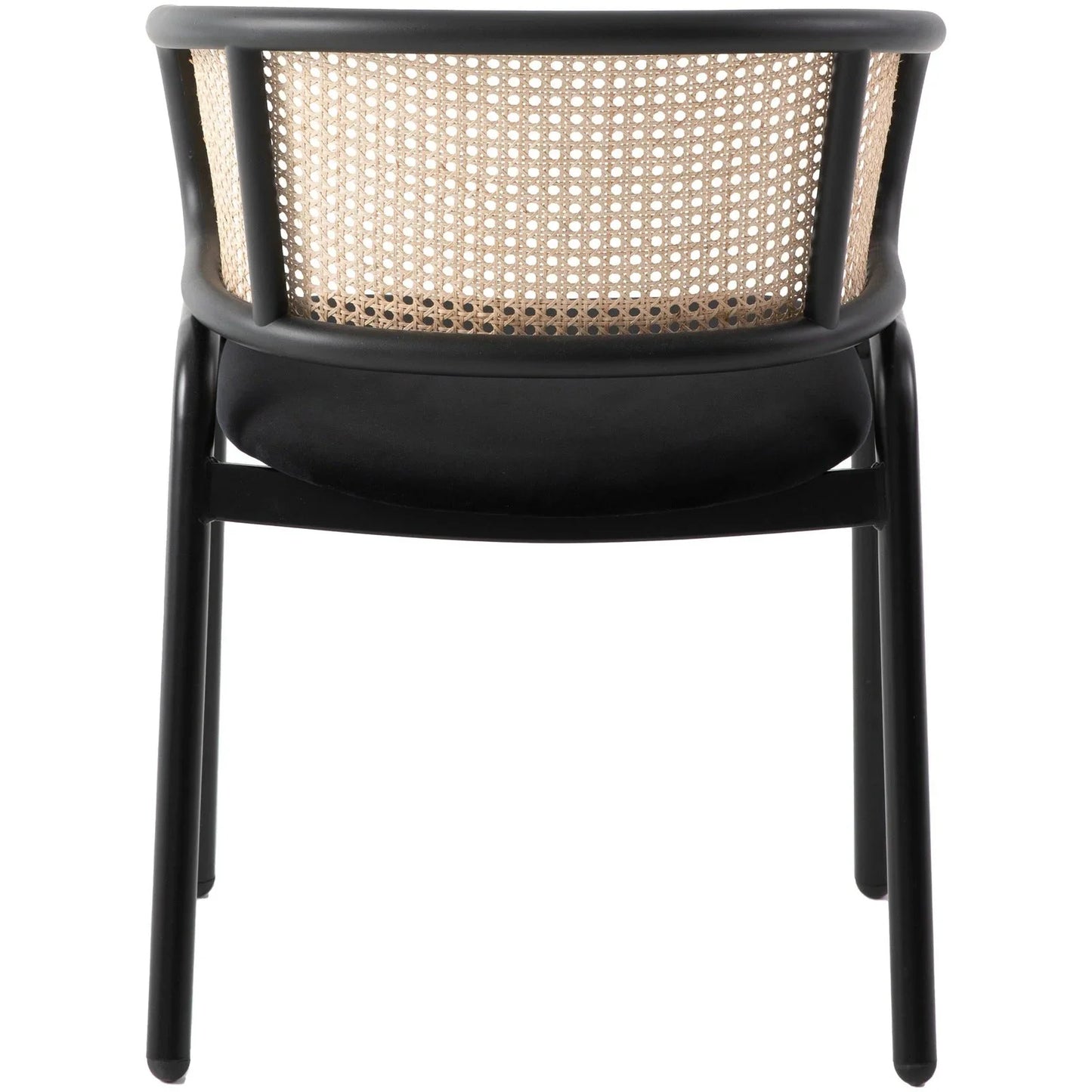 Ervilla Mid Century Modern Dining Chair With Stainless Steel Legs Velvet Seat and Wicker Back, Set of 2 - Elax Furniture