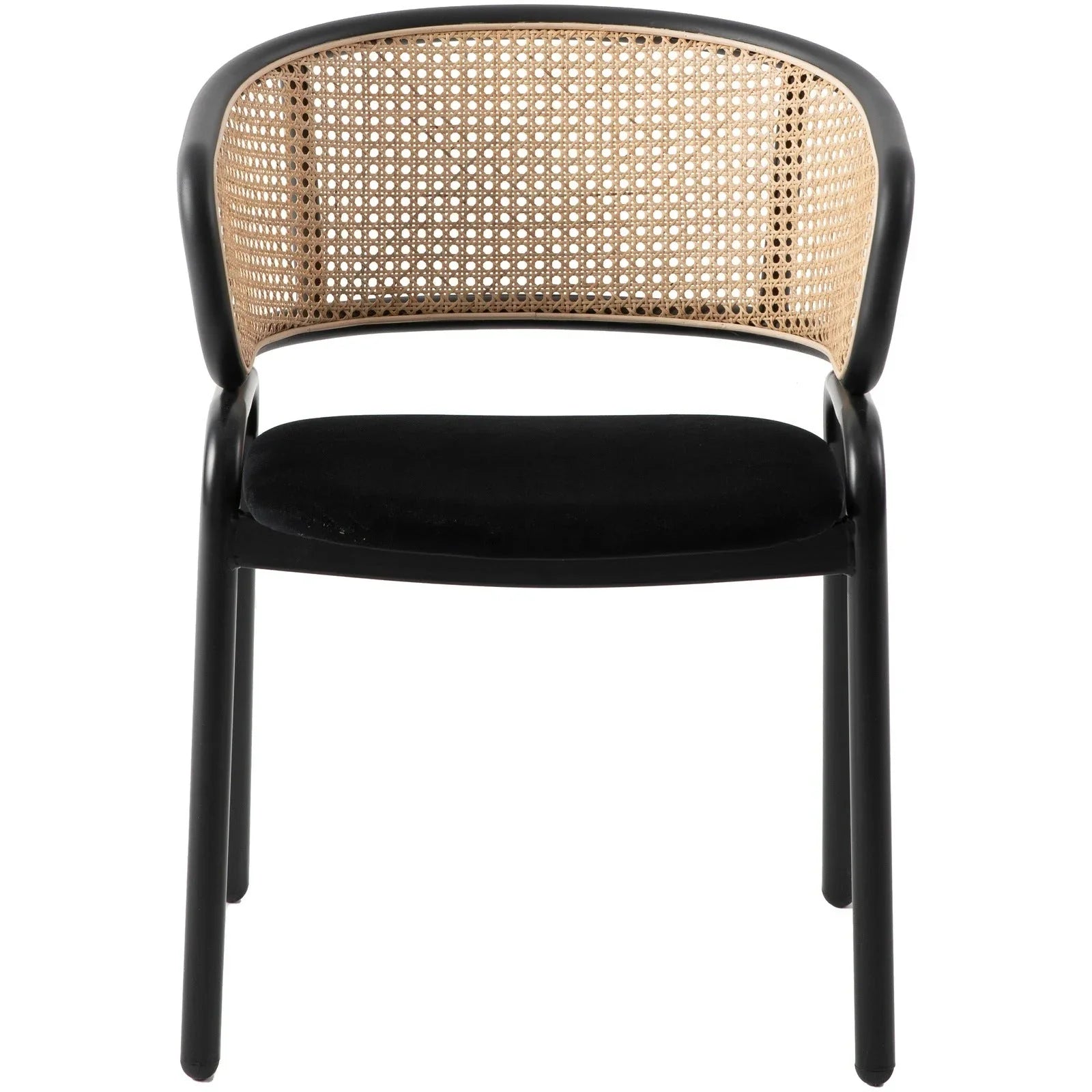 Ervilla Mid Century Modern Dining Chair With Stainless Steel Legs Velvet Seat and Wicker Back, Set of 4 - Elax Furniture