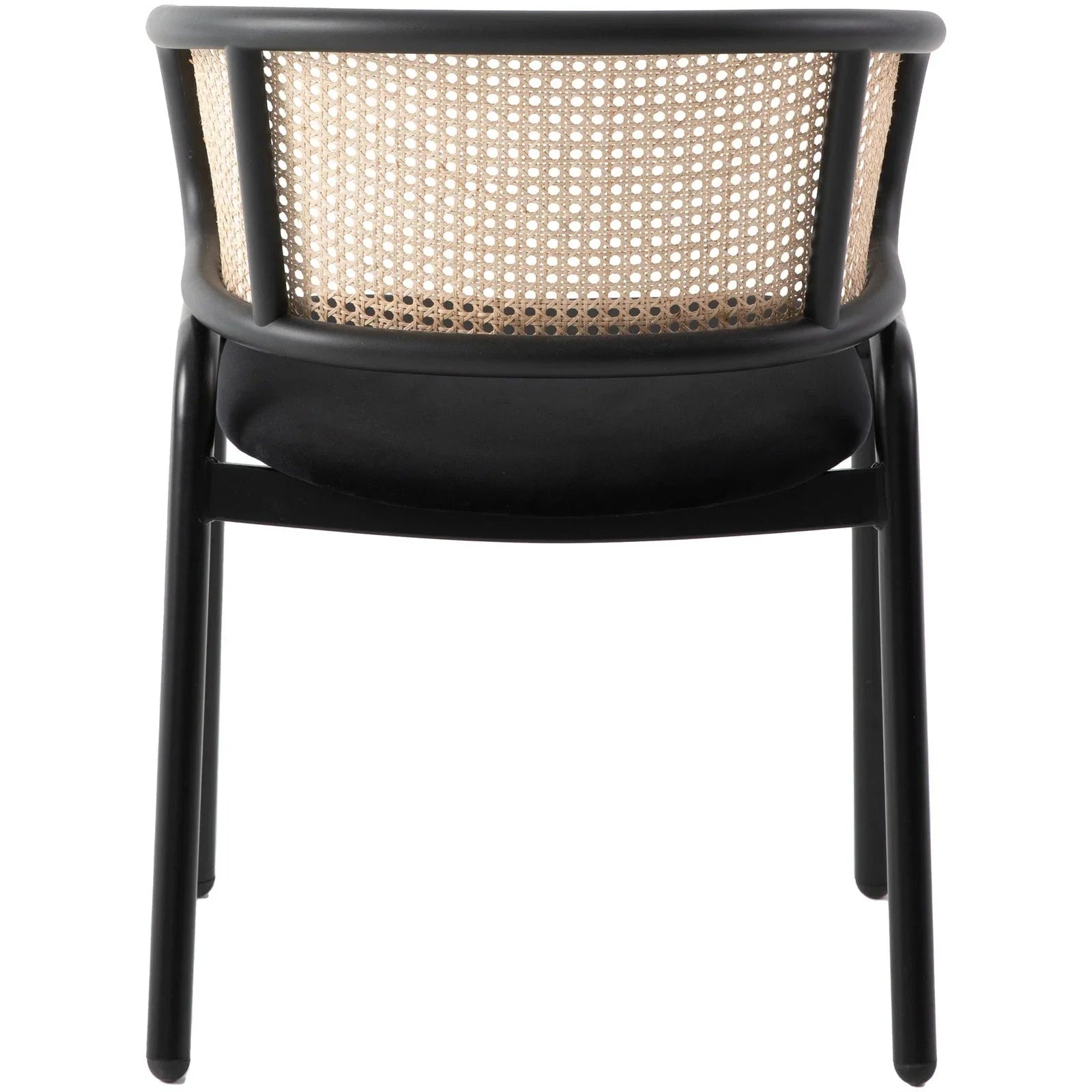 Ervilla Mid Century Modern Dining Chair With Stainless Steel Legs Velvet Seat and Wicker Back, Set of 4 - Elax Furniture