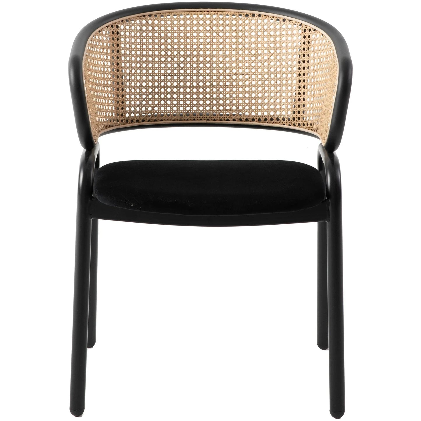 Ervilla Dining Armchair with White/Black Steel Legs and Black/Brown Wicker Back - Elax Furniture