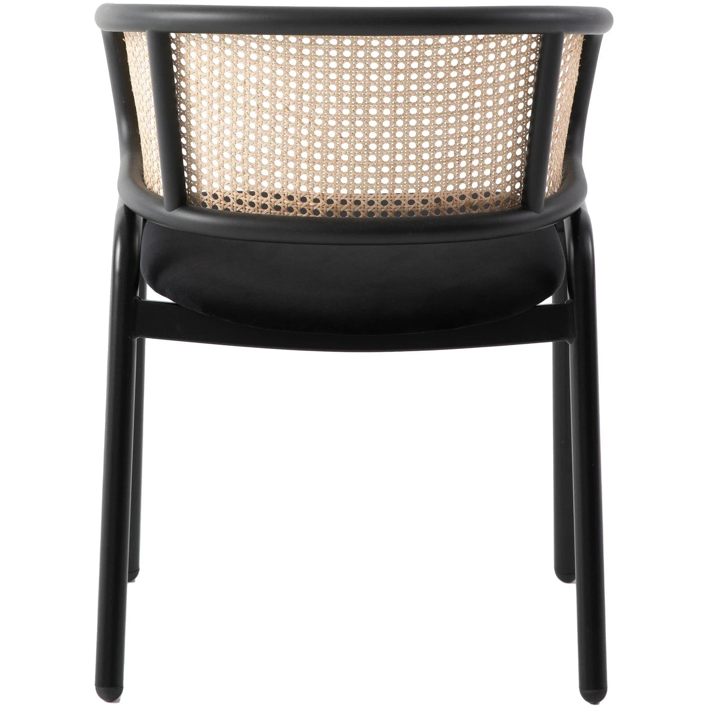 Ervilla Dining Armchair with White/Black Steel Legs and Black/Brown Wicker Back - Elax Furniture