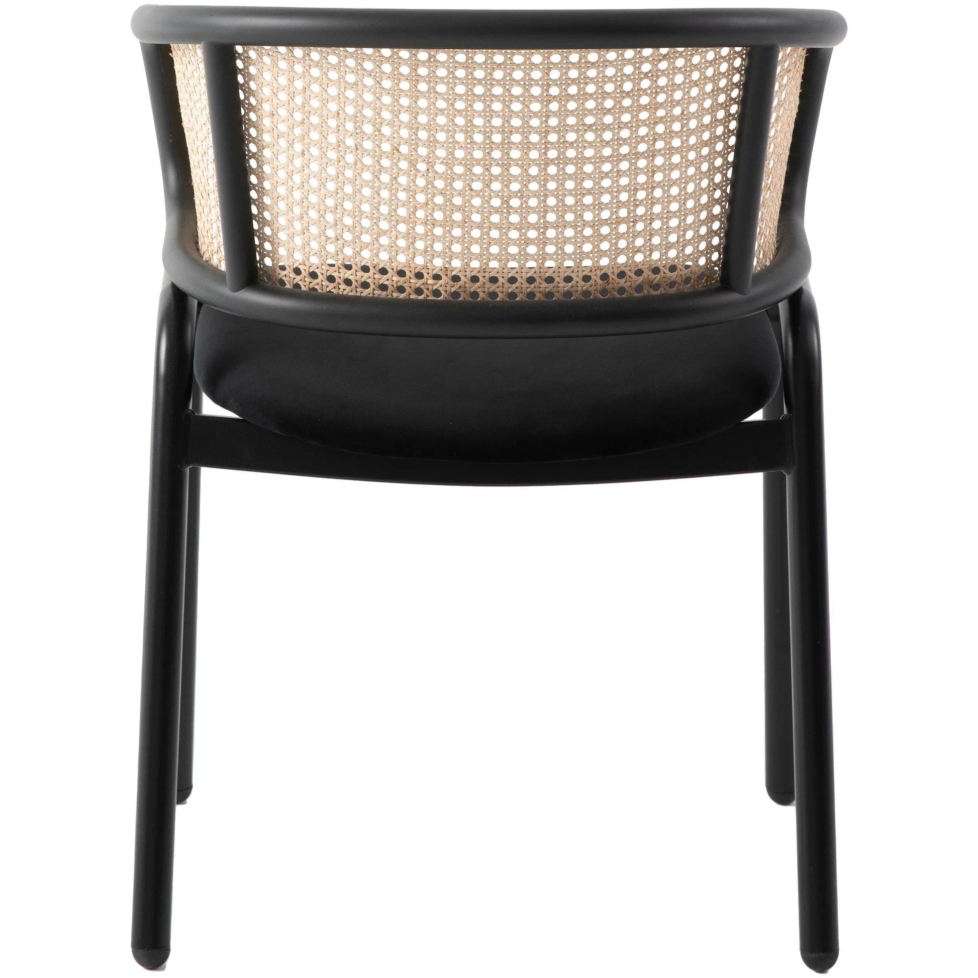 Ervilla Dining Armchair with White/Black Steel Legs and Black/Brown Wicker Back - Elax Furniture