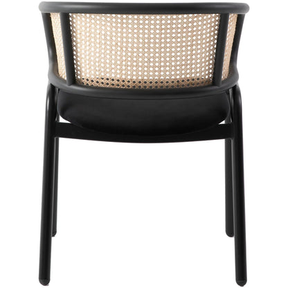 Ervilla Dining Armchair with White/Black Steel Legs and Black/Brown Wicker Back - Elax Furniture