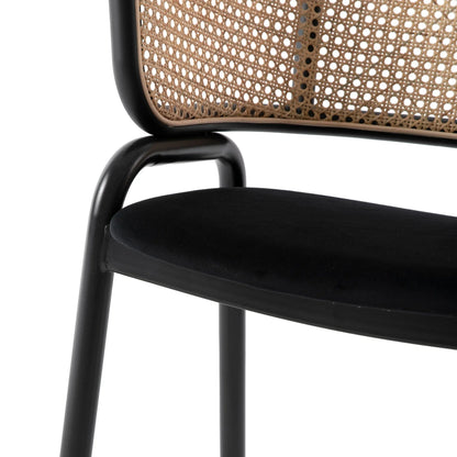 Ervilla Dining Armchair with White/Black Steel Legs and Black/Brown Wicker Back - Elax Furniture