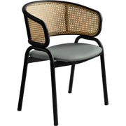 Ervilla Leather Upholstered Dining Armchair With Wicker Back Design - Elax Furniture