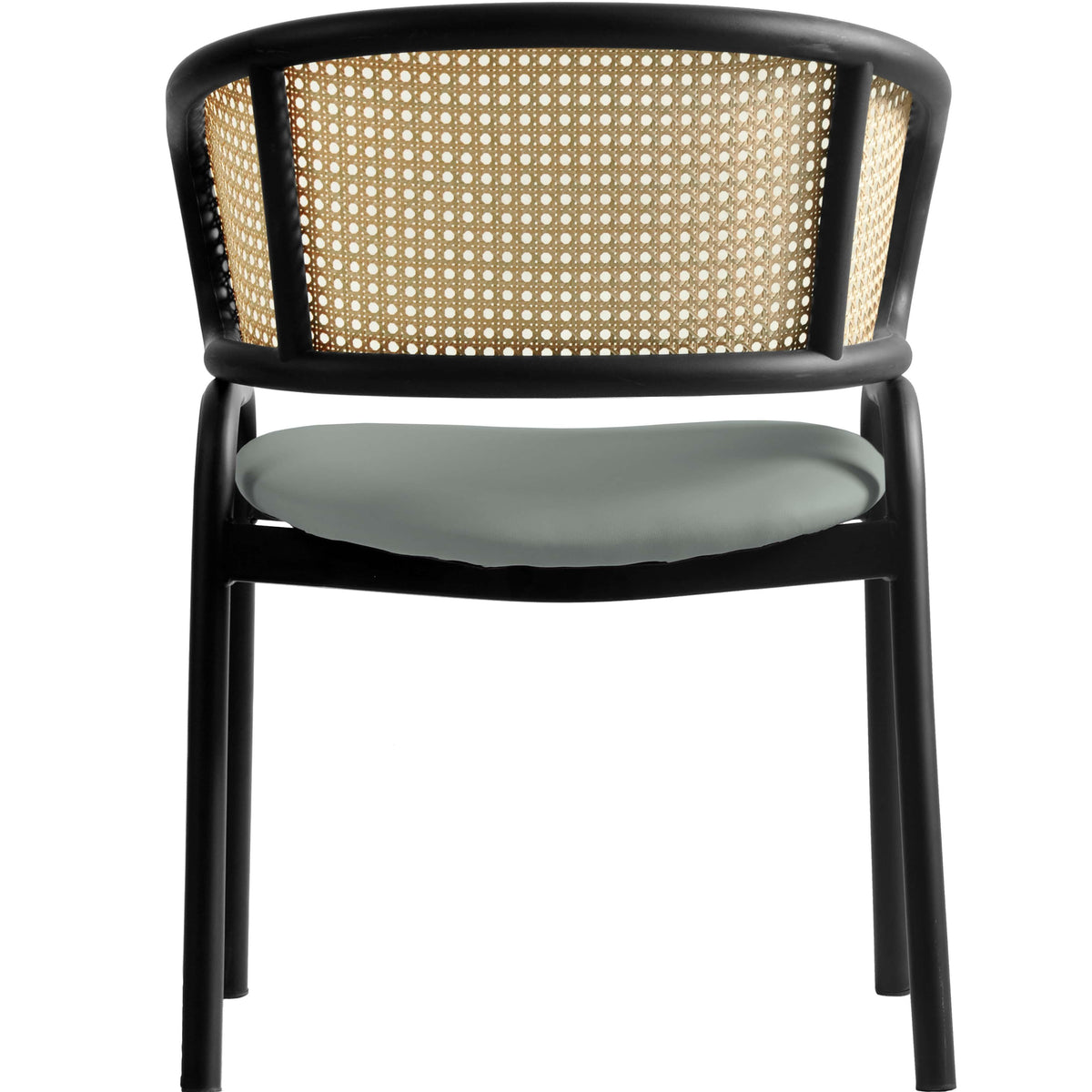 Ervilla Leather Upholstered Dining Armchair With Wicker Back Design - Elax Furniture
