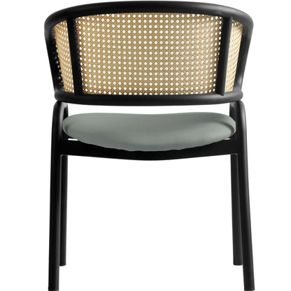 Ervilla Leather Upholstered Dining Armchair With Wicker Back Design - Elax Furniture