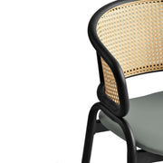 Ervilla Leather Upholstered Dining Armchair With Wicker Back Design - Elax Furniture