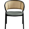 Ervilla Leather Upholstered Dining Armchair With Wicker Back Design