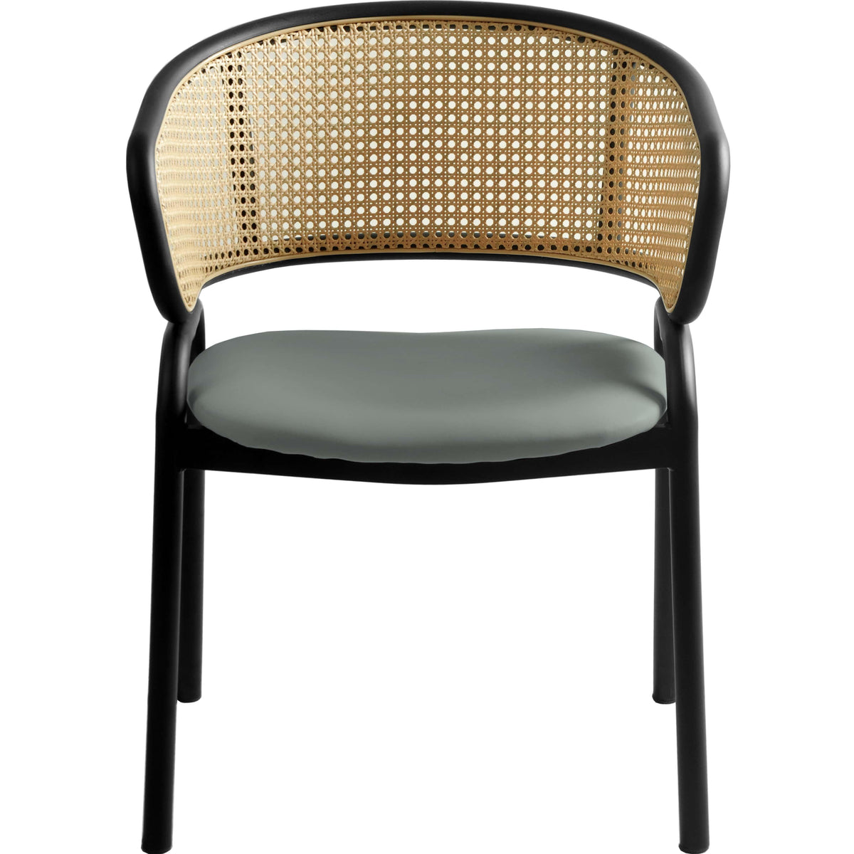 Ervilla Leather Upholstered Dining Armchair With Wicker Back Design - Elax Furniture