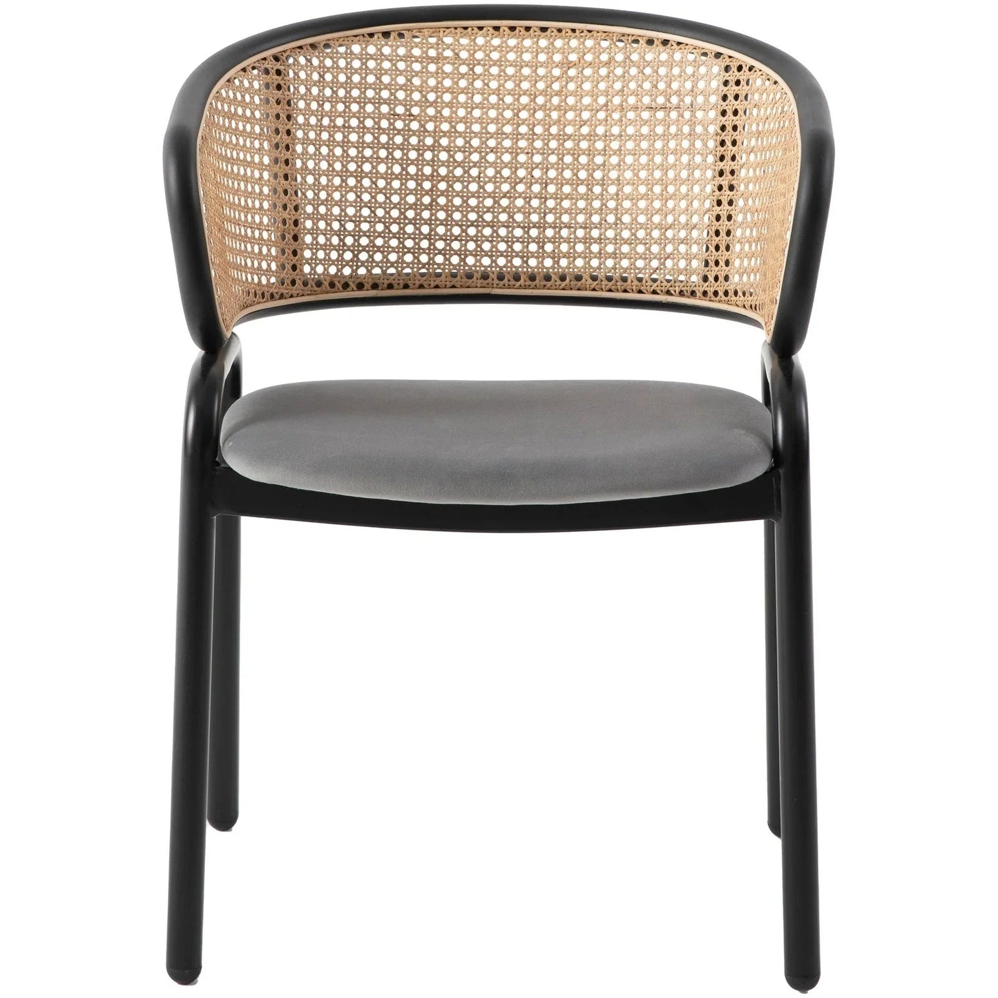Ervilla Mid Century Modern Dining Chair With Stainless Steel Legs Velvet Seat and Wicker Back, Set of 2 - Elax Furniture