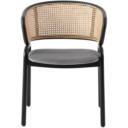 Ervilla Dining Armchair with White/Black Steel Legs and Black/Brown Wicker Back - Elax Furniture