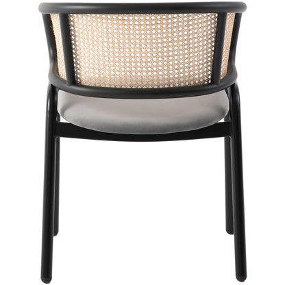 Ervilla Dining Armchair with White/Black Steel Legs and Black/Brown Wicker Back - Elax Furniture