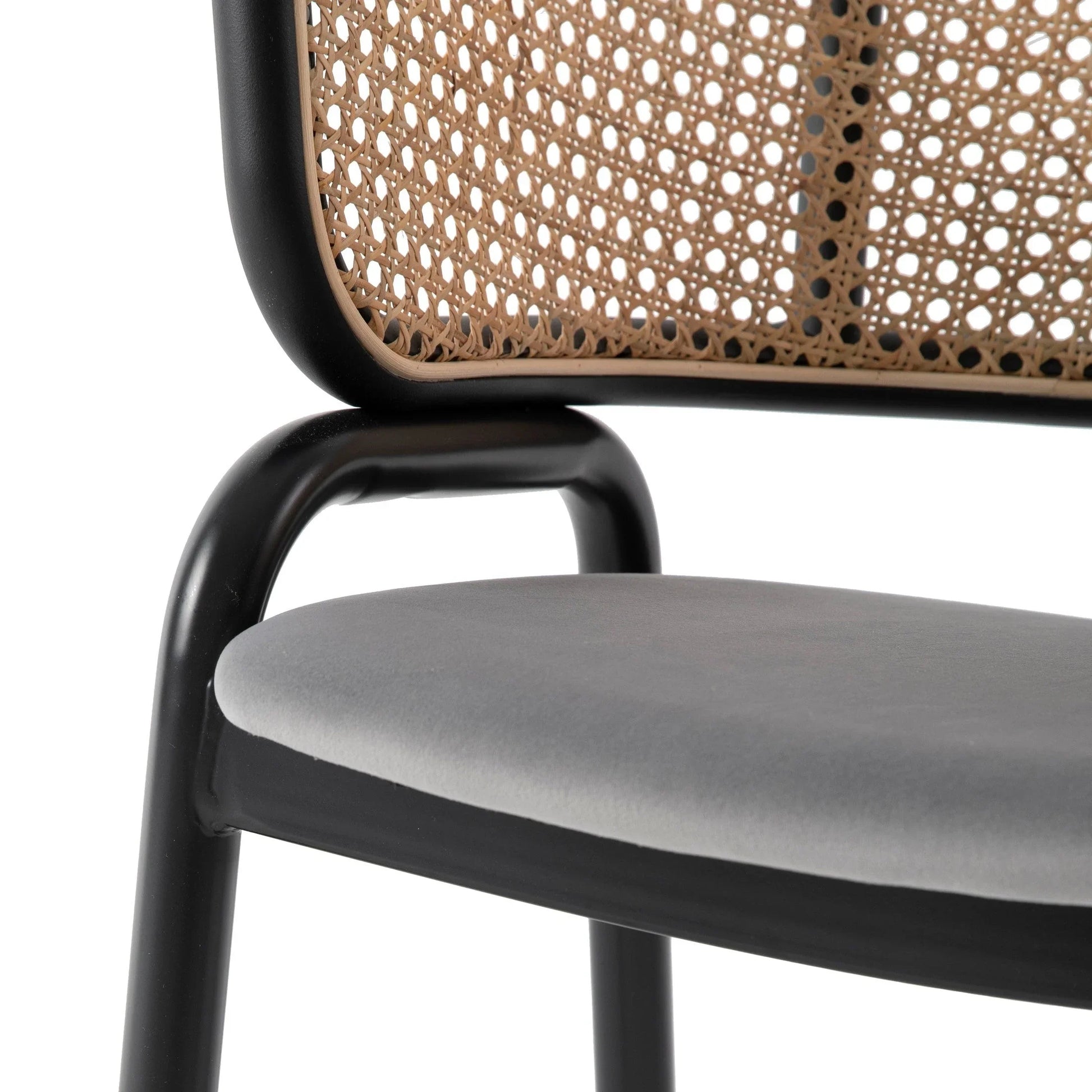 Ervilla Dining Armchair with White/Black Steel Legs and Black/Brown Wicker Back - Elax Furniture