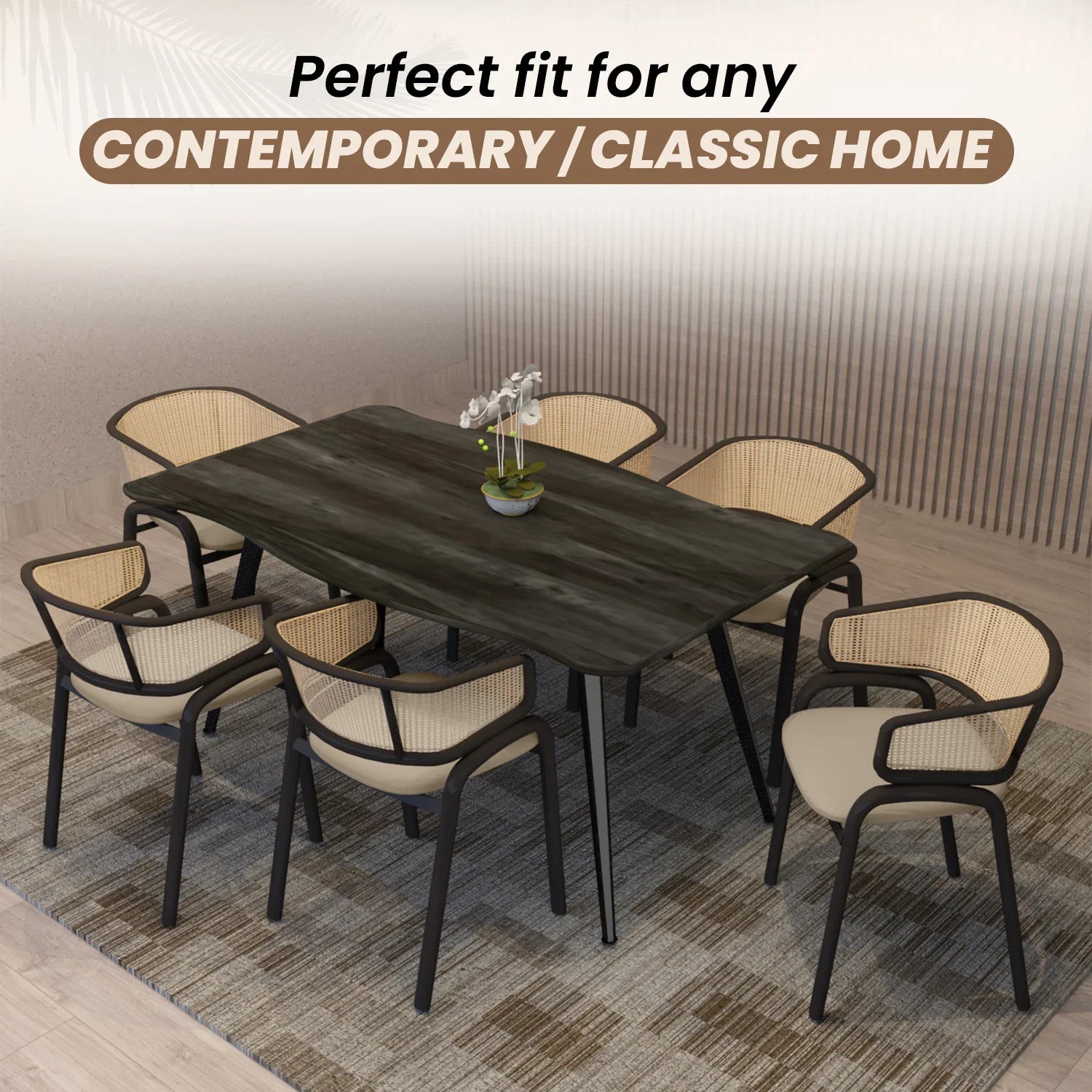 Ervilla Leather Upholstered Dining Armchair With Wicker Back Design - Elax Furniture